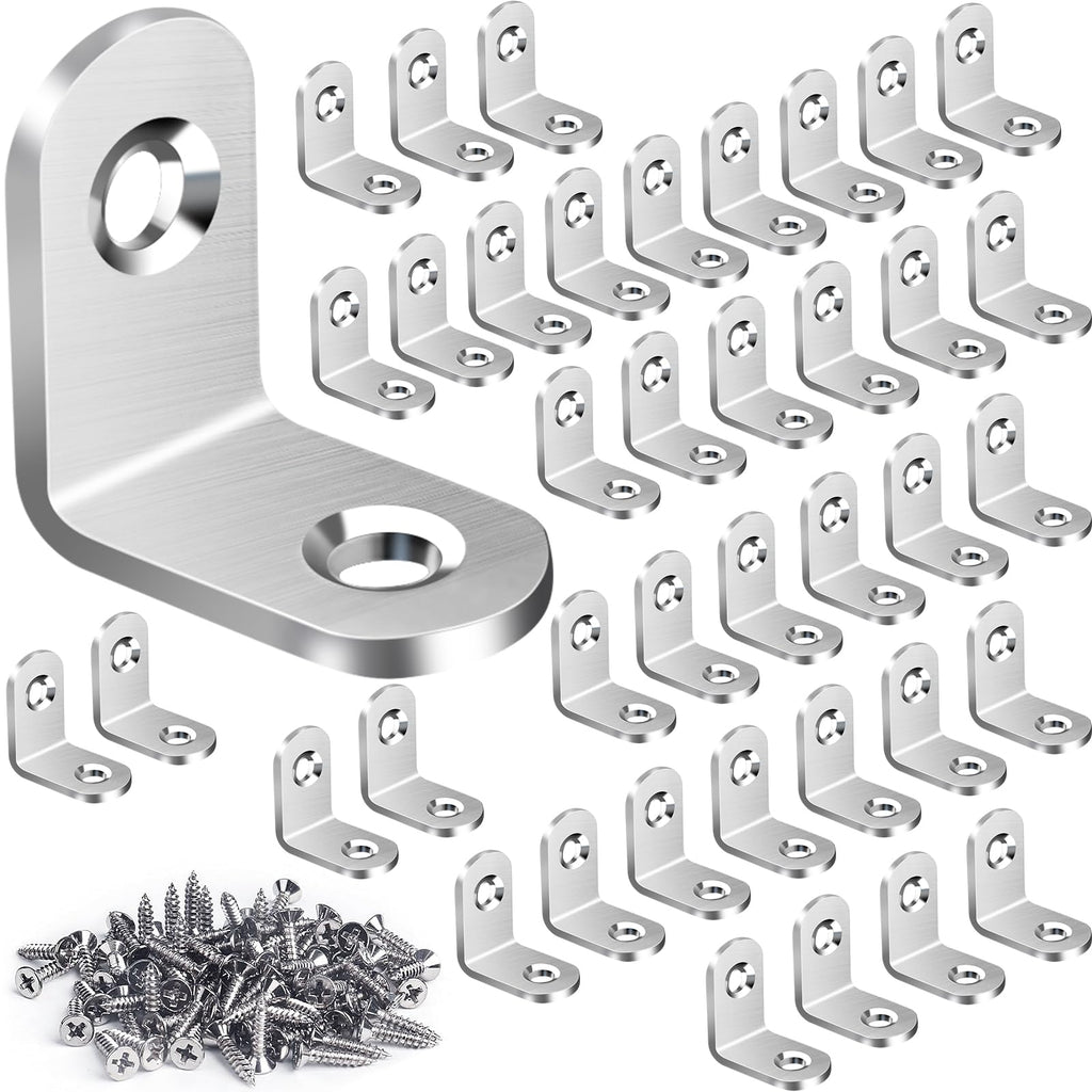 DOUDOULE 40PCS L Bracket Corner Brace Set, Stainless Steel Corner Bracket