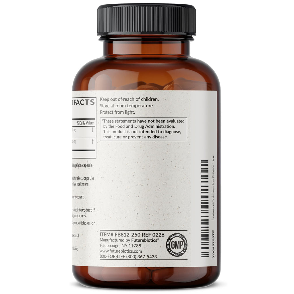 Futurebiotics Milk Thistle Silymarin Marianum & Dandelion Extract Liver Health Support, Antioxidant Support, Detox, 250 Capsules