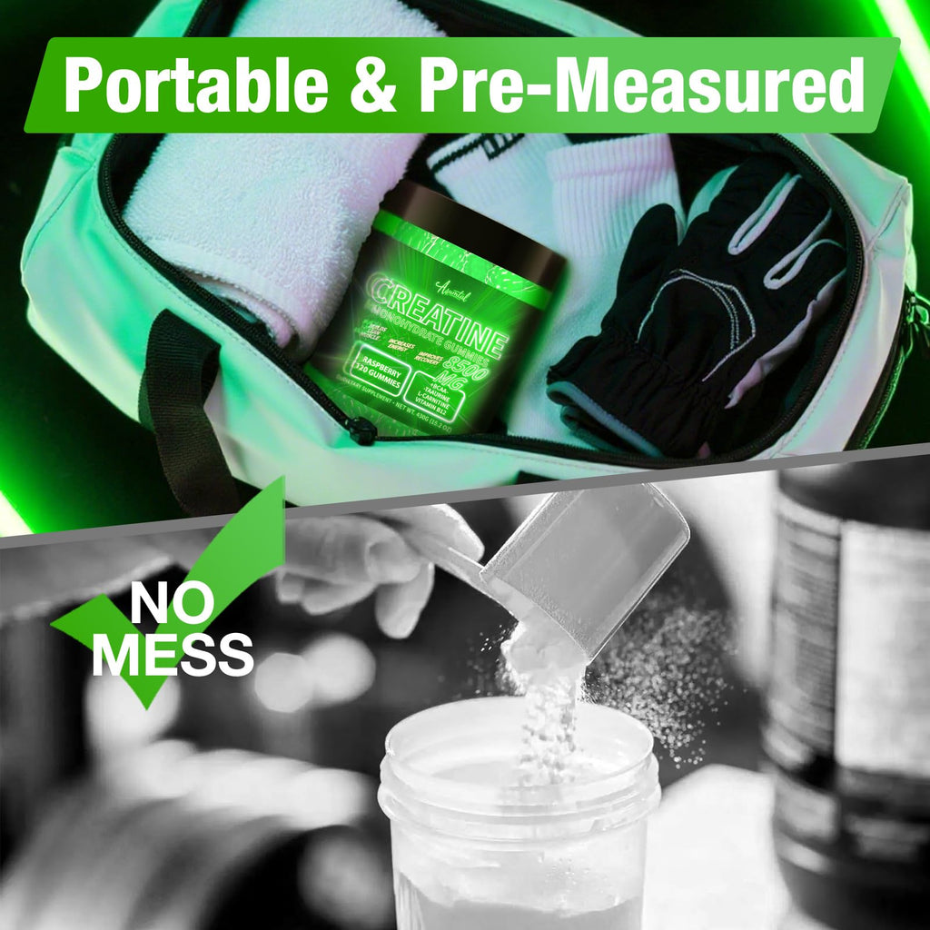 Asumtal Creatine Monohydrate Gummies Complex 8500 MG for Men & Women, Creatine Monohydrate Supplement for Muscle Growth, Strength & Energy Support, Pre Workout Gummies 120 Count Green Apple Flavor
