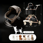 EPPMagice All-Terrain Pet Stroller for Small Medium Dogs & Cats, 20 lbs Capacity - Portable Carrier with One-Touch Brake, Lightweight Foldable Design & Shock Absorption Wheels,Khaki