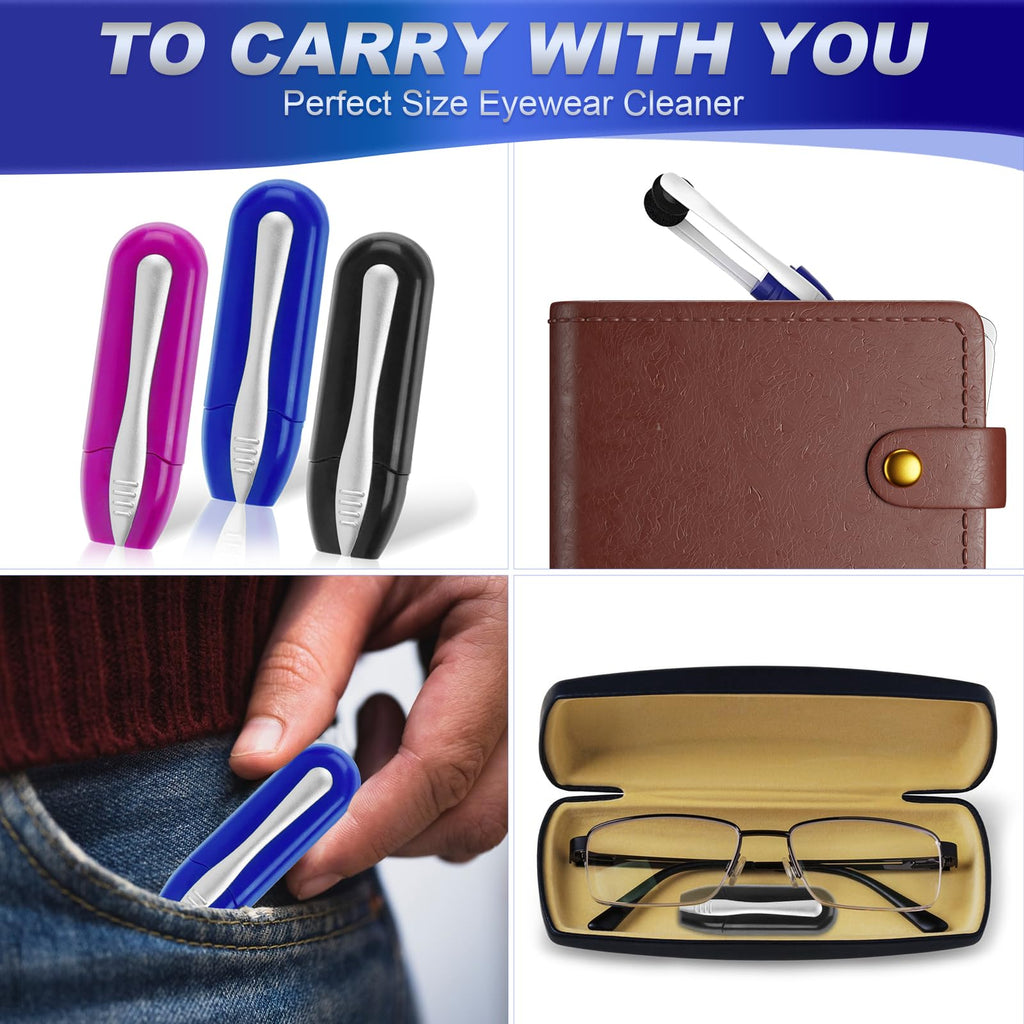 Portable Eyeglass Cleaner Kit (3PCS) - Carbon Fiber Tech for Cleaning on Glasses, Sunglasses and More - Easy Carry Travel & Office Use