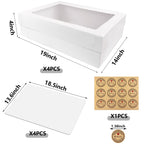 MUMULULU 4 PCS 19x14x4 Inch Cake Boxes with Cake Board White Sheet Rectangular Bakery Boxes with Window for Donuts Cookies Dessert Cupcakes Pastry Baking Pie Packaging