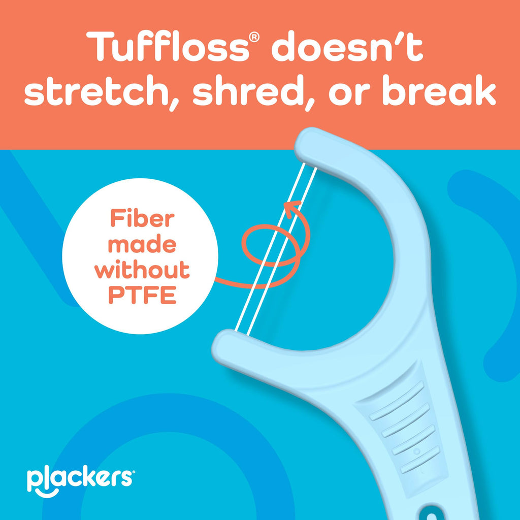 Plackers® Twin Line® Floss Picks with Tuffloss® Fiber & FlipPick®, Intense Mint, Double-Line Flosser for Effective Plaque Removal, 300 Count