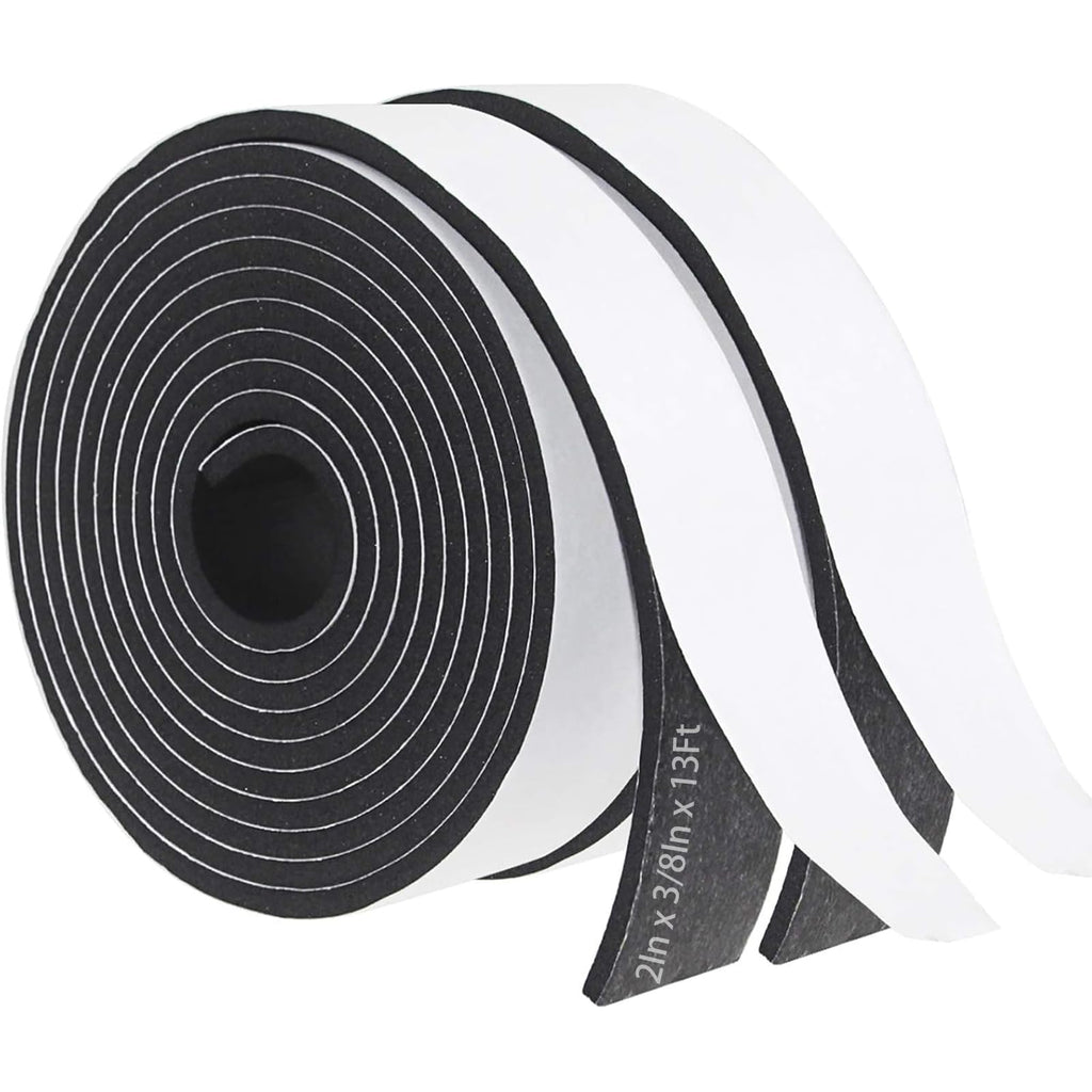 Storystore Weather Stripping Door Seal Strip, 2In x 3/8In x 13FT Self Adhesive Foam Tape for Door Window Insulation Soundproofing Weatherstrip, High Density Foam Seal for Doors Windows Furniture
