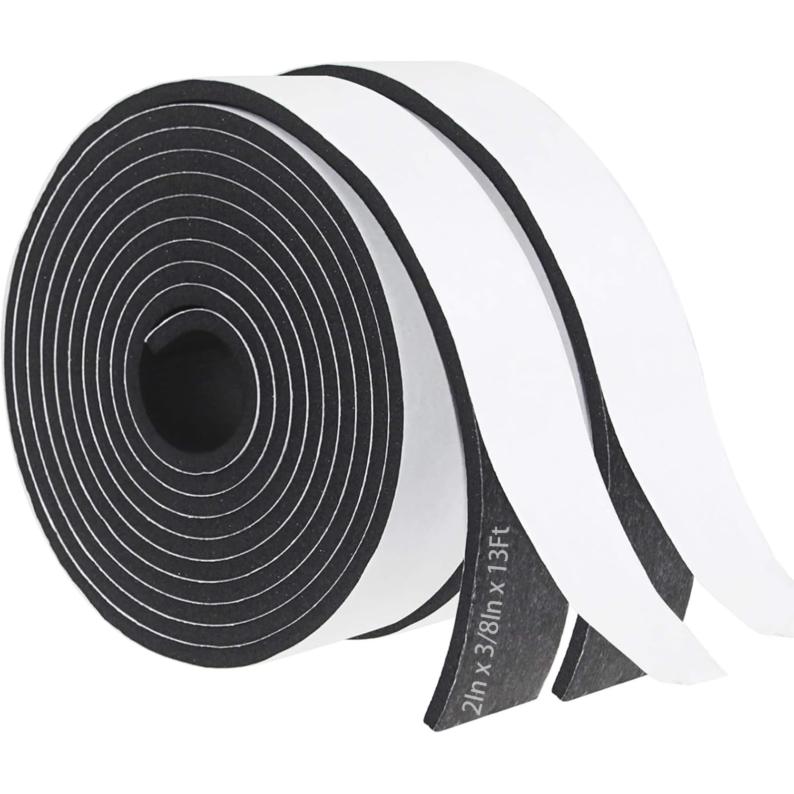 Storystore Weather Stripping Door Seal Strip, 2In x 3/8In x 13FT Self Adhesive Foam Tape for Door Window Insulation Soundproofing Weatherstrip, High Density Foam Seal for Doors Windows Furniture
