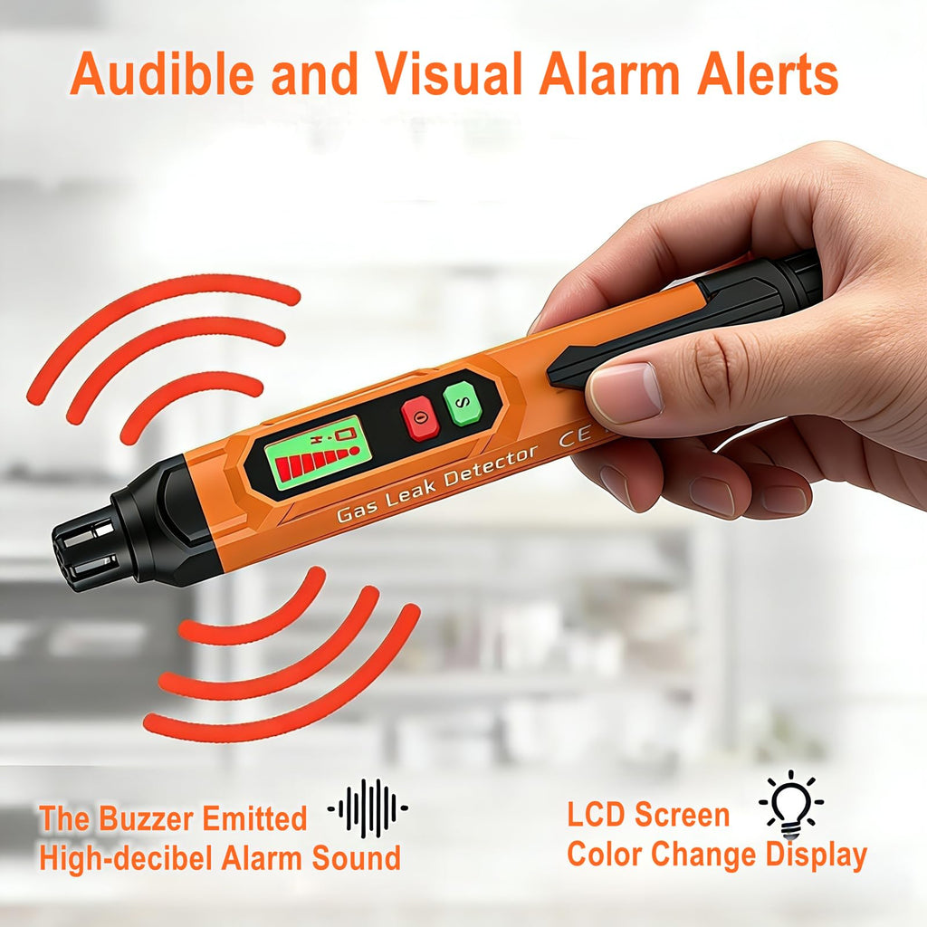 YUSHIYAN PT202 Natural Gas Leak Detector with Audible & Visual Alarm, Portable Gas Detector for Home to Locate Combustible Sources for Methane, Propane(Includes Battery x2, Orange)