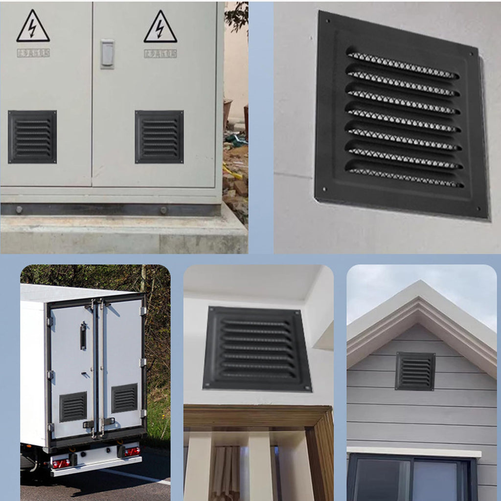 2pcs Attic Vent Soffit Vent Aluminum Wall Vent Metal Shed Vent Square Vent Louver Vent Grille with Built-in Insect Screen for Exterior Door House Attic Garage Ceiling (Black 12" x 12"-2 Pack)