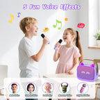 Mini Karaoke Machine Toys Gifts,Kids Portable MP3 Player with 2 Wireless Microphone and LED,Christmas Birthday Gifts for Girls Boys 3 4 5 6 7 8+ Year Old (Purple)