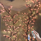 Cherry LED Tree Branch Lights for Wall, Cherry Blossom Willow Vine Twig Decor Garland with 48 LED Lights and Remote,8 Lighting Modes,Christmas Decorations Indoor for Home Wall Door Window (47inch)