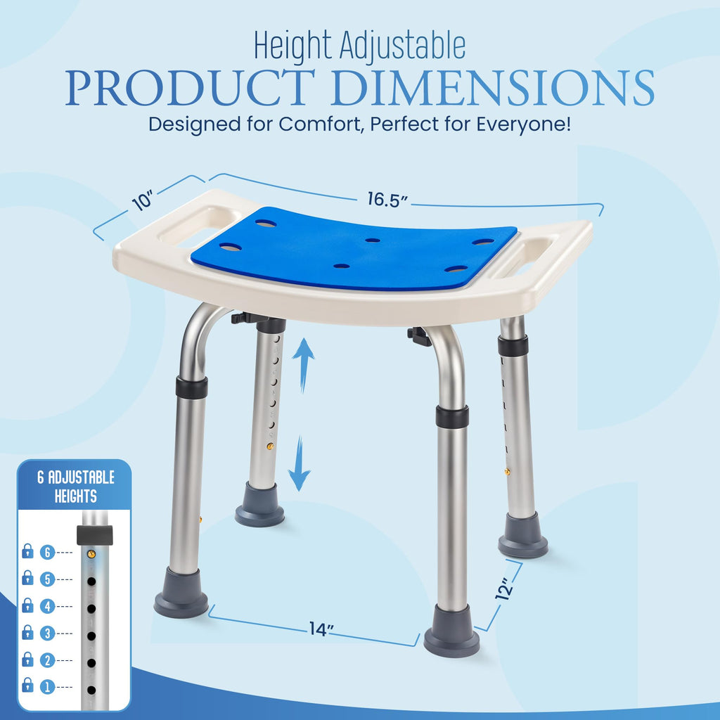 Dr.Kays Shower Chair for Inside Bathroom 350 lbs Shower Stool with Adjustable Height, Portable Heavy-Duty Bath Bench Padded Seat for Inside Tub Bathroom Chair for Elderly and Disabled FSA/HSA Eligible