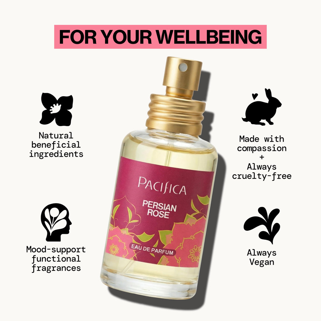 Pacifica Beauty, Persian Rose Clean Fragrance Spray Perfume, Made with Natural & Essential Oils, Fresh Rose Scent, Vegan + Cruelty Free, Phthalate-Free, Paraben-Free, Gifts for Her, 29 ml. 1 fl. oz