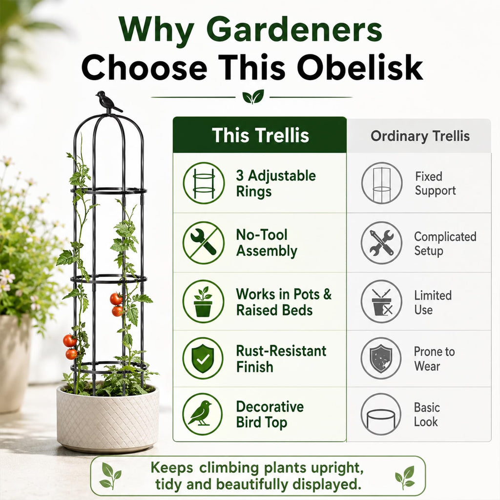 FOLLOOK Garden Obelisk Trellis for Climbing Plants Outdoor, 67", 1 Pack