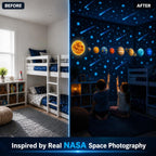 Glow in The Dark Stars and Planets, Bright Solar System Wall Stickers -Glowing Ceiling Decals for Kids Bedroom Any Room,Shining Space Decoration, Birthday Christmas Gift for Boys and Girls (Blue)