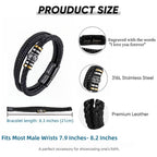 Men's Black Braided Leather Bracelet, Engraved "Love You Forever" 8.3in