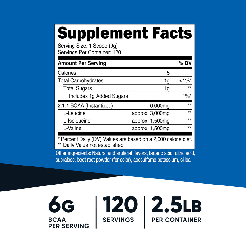 Nutricost BCAA Powder 2:1:1 (Watermelon, 120 Servings) - Gluten Free, Non-GMO, Vegetarian