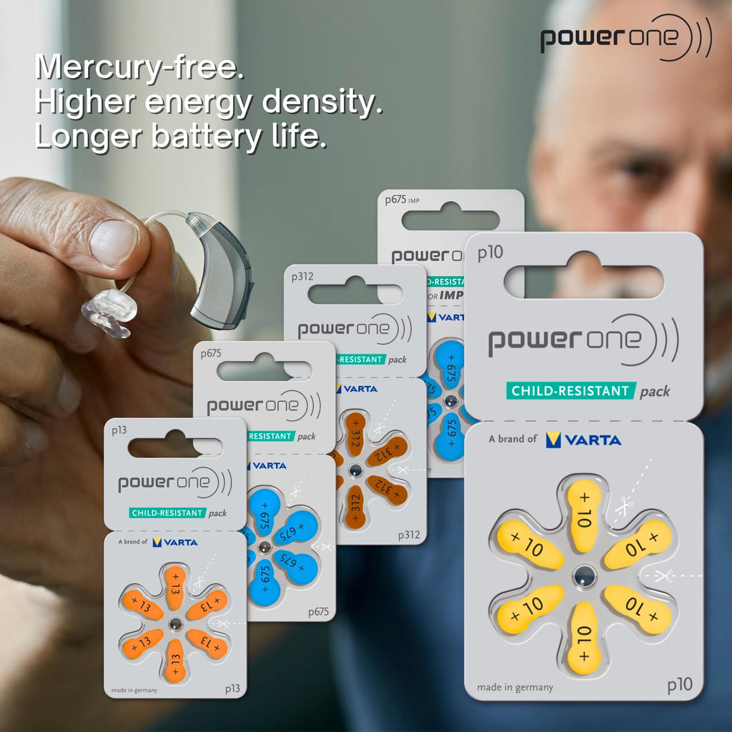 PowerOne Hearing Aid Batteries Size 10, PR70 60 Batteries