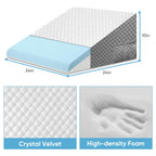 Wedge Pillow, 10 Inch Bed Wedge Pillow for Headboard, Pillow Wedge for Acid Reflux Relief, After Surgery, Sleeping，Back Pain Relief, Memory Foam Top, LightGrey