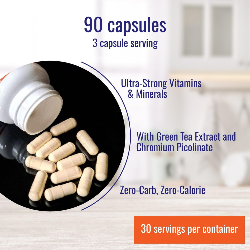 Nutri-Align Multivit | 90 Multivitamin Capsules for Keto | 20 Essential Vitamins and Minerals with Green Tea Extract and Chromium | Low Carb Keto Support Multi Vitamin | Sugar Free and Zero Carb