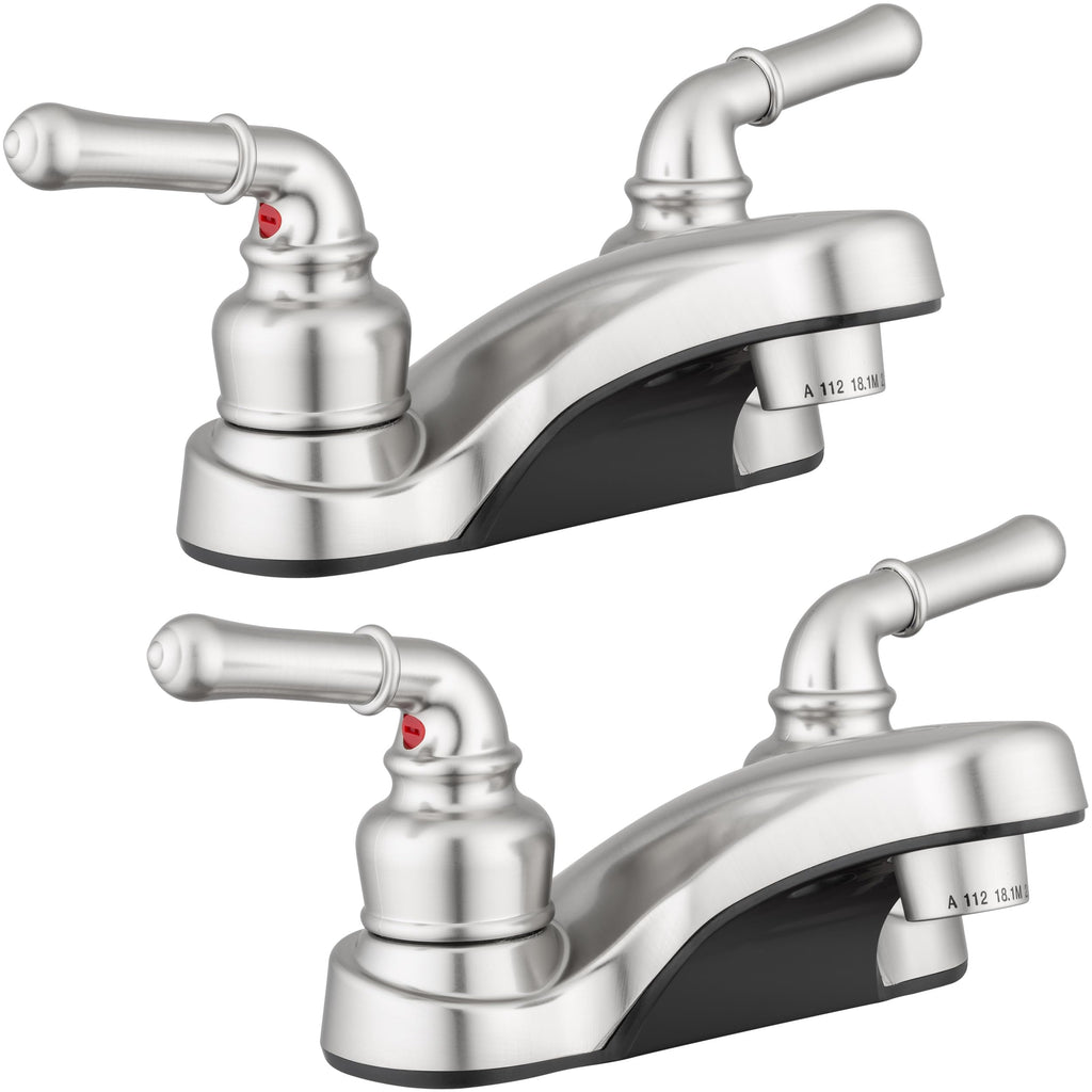Pacific Bay Lynden Bathroom Sink Faucet - Metallic Plating Over Lightweight ABS Plastic (Brushed Satin Nickel) - 2 Pack