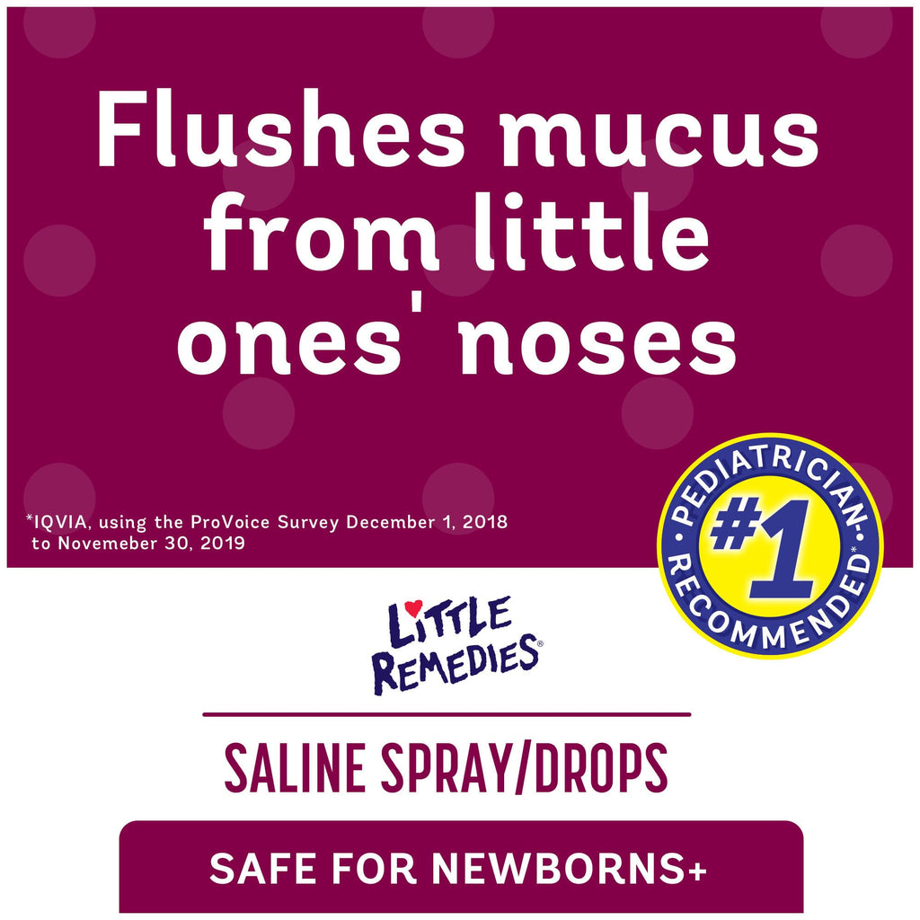 Little Remedies Sterile Baby Saline Nasal Spray and Drops, Safe for Newborns to Relieve Stuffy and Dry Noses, 1 Fl Oz
