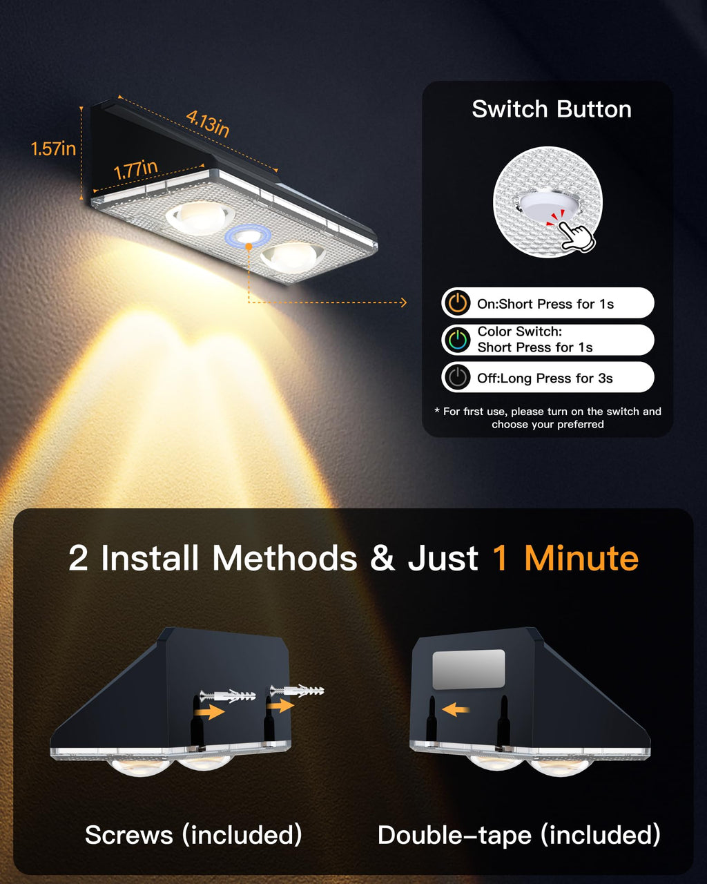 KEILAIMO Solar Fence Lights Outdoor, 12 Pack IP65 Waterproof Fence Lights Solar Powered with Ultra-Bright LED Lens, 9 Color Modes, 12+ Hours Steady Glow for Deck/Backyard/Patio/Pool/Wall - Black