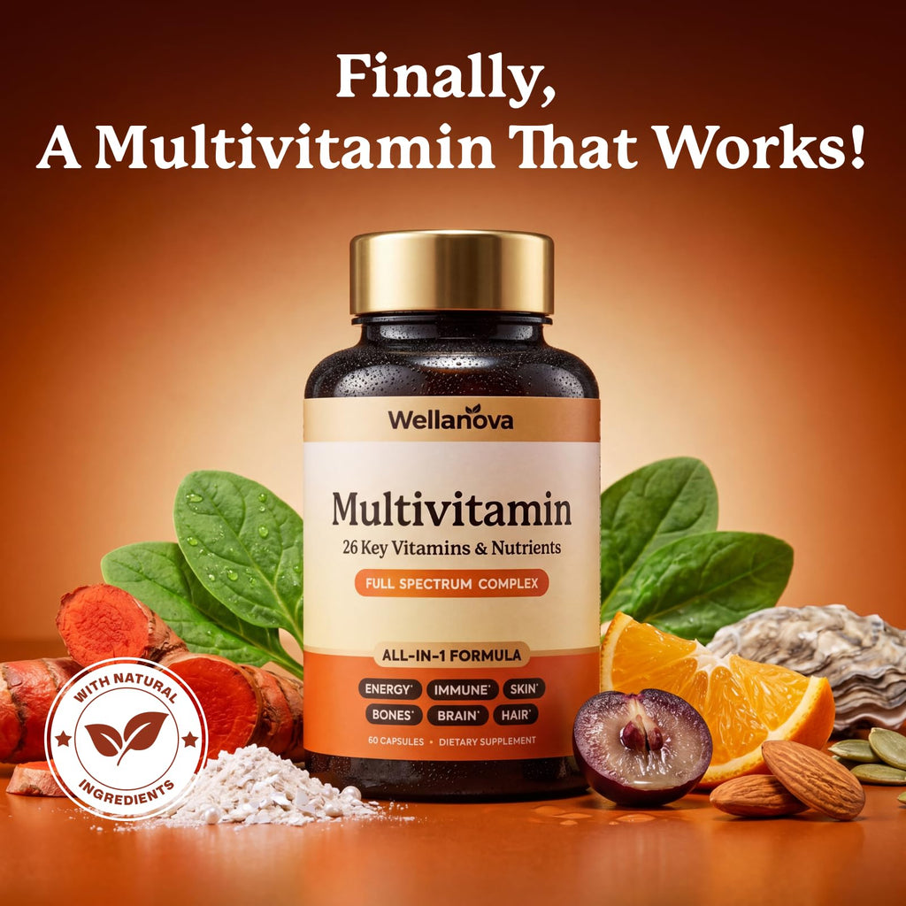 Wellanova Multivitamin for Women & Men 50 and Over– Daily 26 Key Vitamins, Minerals & Nutrients – All-in-1 Multivitamins for Women & Men – 60 Capsules