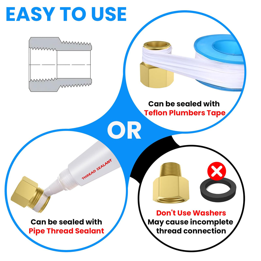 SDTC Tech 2-Pack Brass Pipe Fitting 1/4 NPT Thread Male to 1/2 NPT Thread Female Reducer Adapter, Brass Pipe Extension Connectors