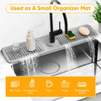 24'' Folding Faucet Mat for Kitchen Sink Splash Guard[7° Slope Fast Self-draining][Snap Lock Fit] Kitchen Sink Faucet Mat Splash Guard Kitchen Sink Area Water Splash Guard Behind Faucet Draining Mat