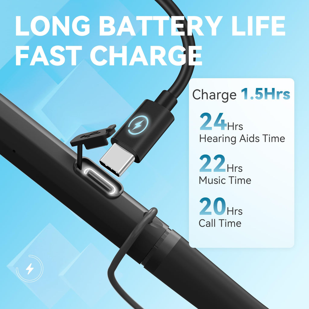 DIGGINGSOUND Hearing Aids for Seniors Hearing Amplifier Device, Neckband Hearing Aids Earphones for Elderly with Bluetooth