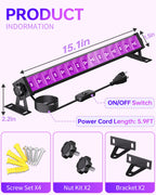 4 Pack LED 42W Black Lights, Blacklight Bars for Glow Party, Halloween