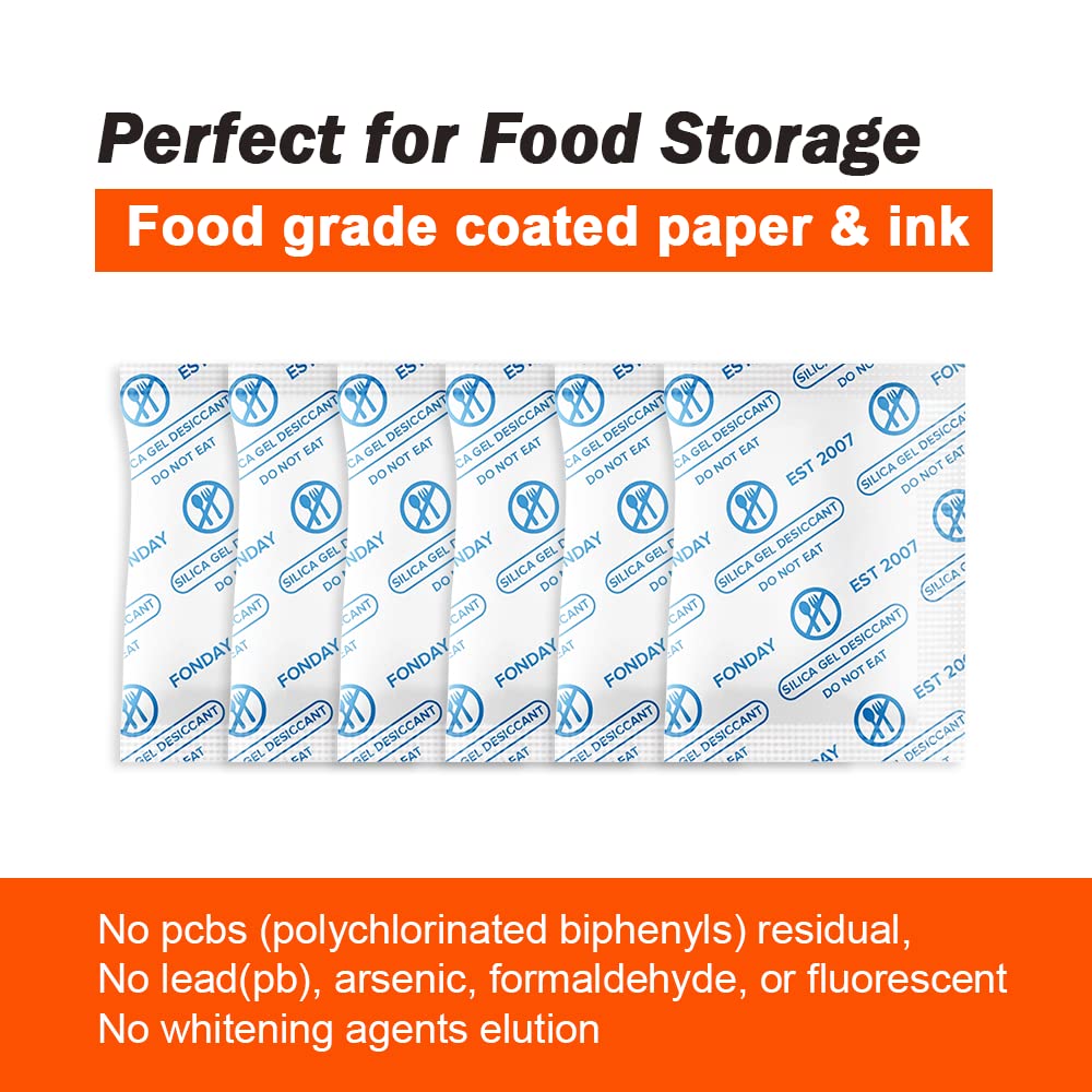 1 Gram 100 Packets Fonday Food Grade Silica Gel Desiccant Packs