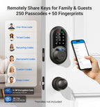 Veise RZ07 Fingerprint Smart Lock, 7-in-1 Smart Locks for Front Door, Keyless Entry Door Lock with App Control, Biometric Electronic Touchscreen Keypad Deadbolt, Matte Black