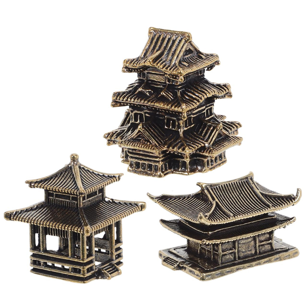 Amosfun 3pcs Mini Pagoda Sculpture Tiny Vintage Miniature Figurine for Zen Garden Micro Landscape Enhancements Aquariums Bookshelves Ornament 1.2"
