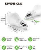 Eastiya Dusk to Dawn Sensor LED Outdoor Light Bulb, Daylight White 5000K, A19 13W(100 Watt Equivalent) Bright Porch Lighting, 1200LM, Auto-On/Off Photocell Sensor for Garage Yard Patio Garden- 6 Pack