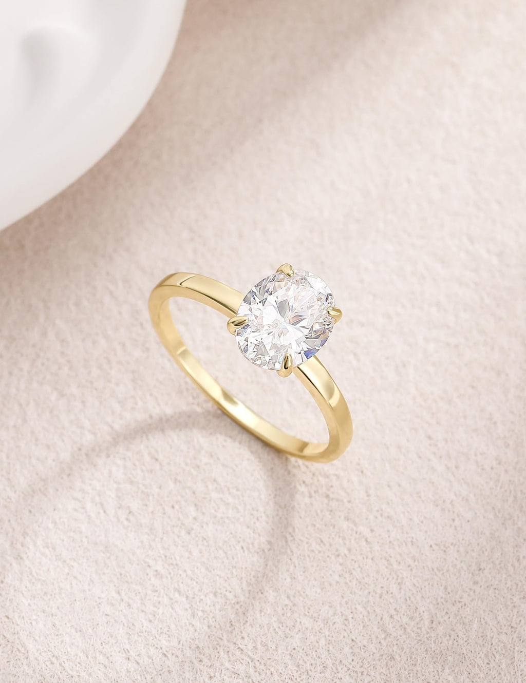 EAMTI 3CT Engagement Rings for Women Oval Cut CZ Solitaire Promise Wedding Bands Travel Ring 14K Gold Plated Size 8