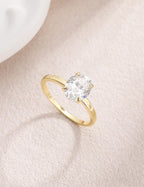 EAMTI 3CT Engagement Rings for Women Oval Cut CZ Solitaire Promise Wedding Bands Travel Ring 14K Gold Plated Size 8