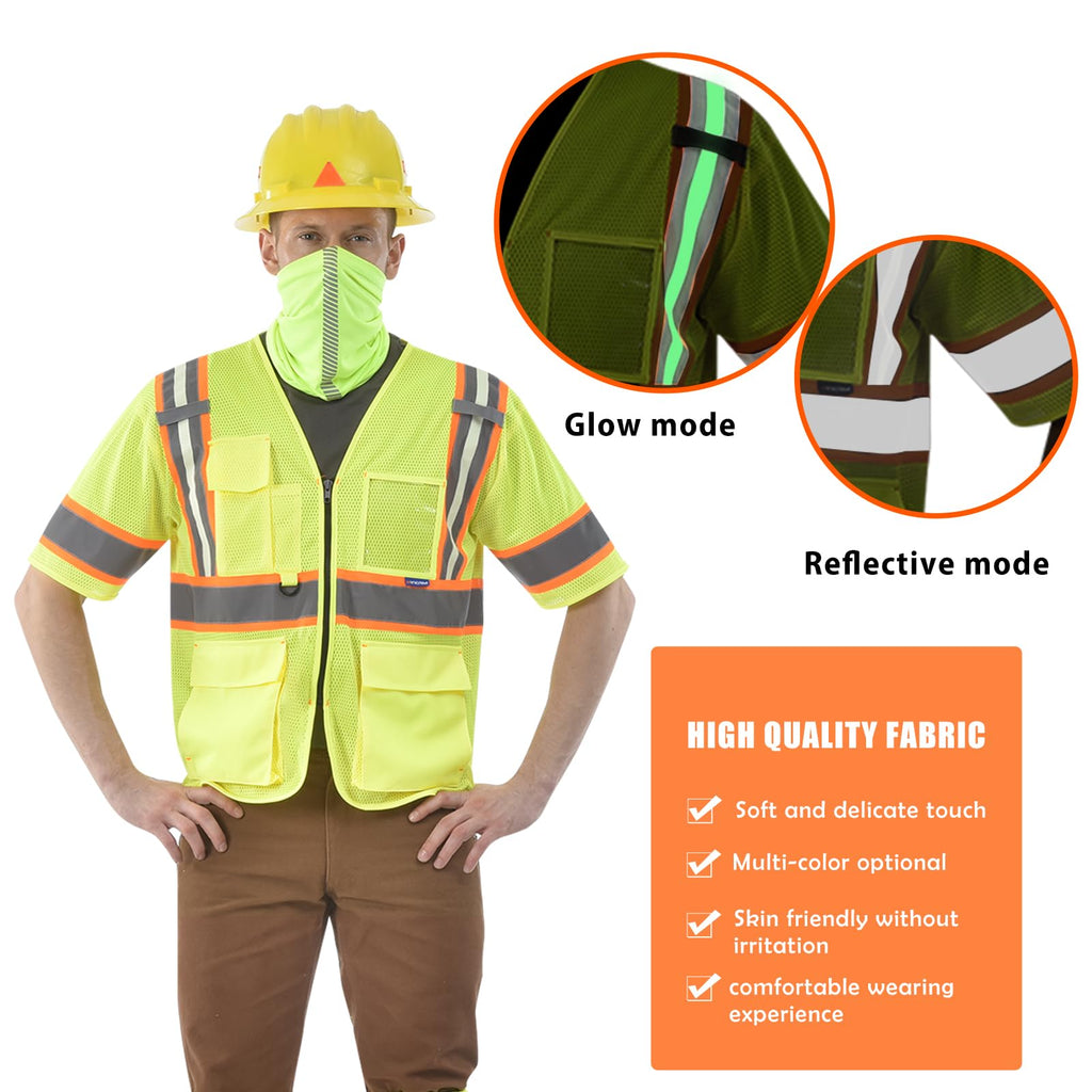AYKRM class 3 safety work vest for men Glow vest