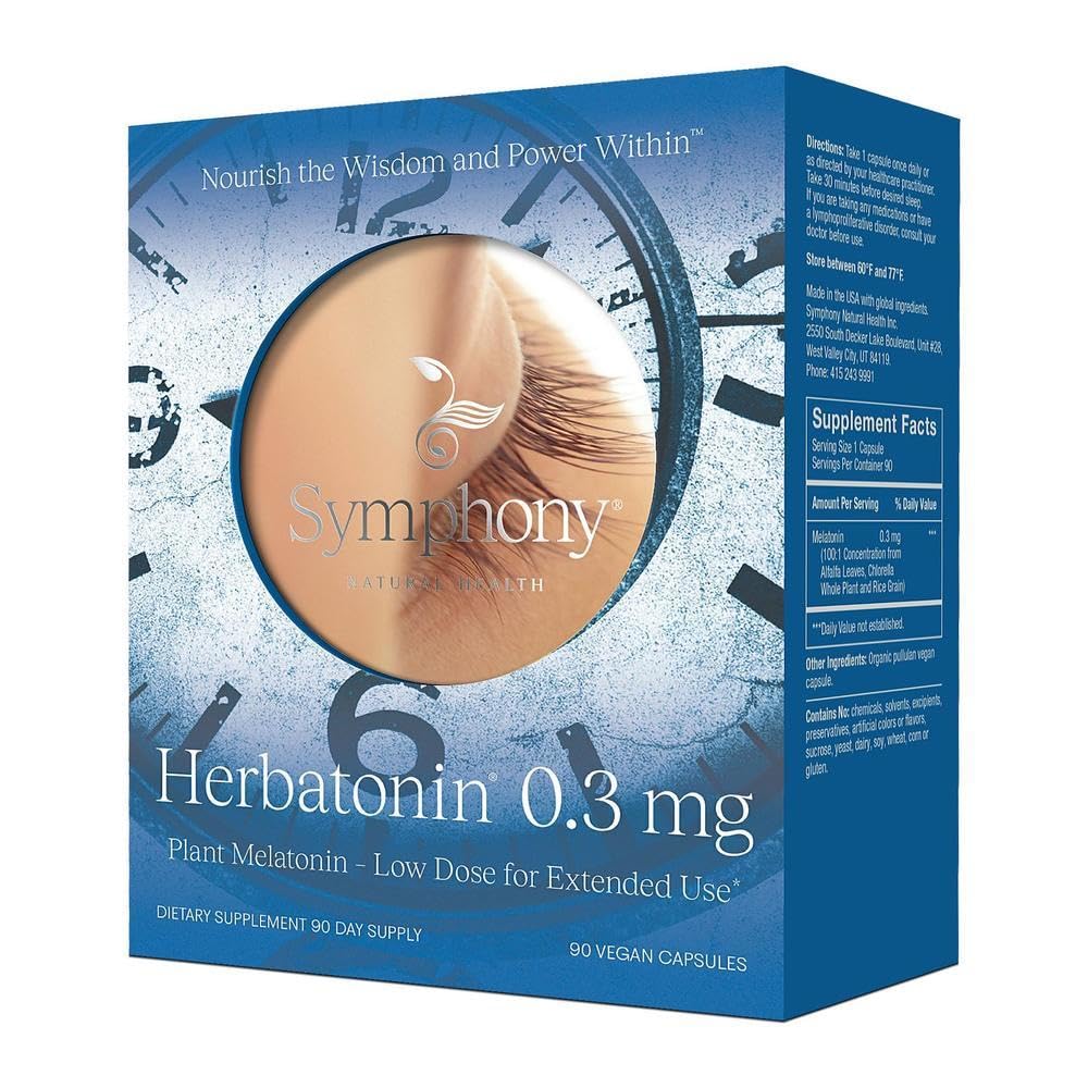 Herbatonin® 0.3 mg – The First Plant-Based, Natural Vegan Melatonin Supplement (Phyto-Melatonin) - Low Dose Sleep Aid, Supports Circadian Rhythm & Cellular Health – 90 Capsules (90 Day Supply)