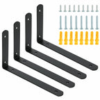 Alise Floating Shelf Brackets,Black Bracket for Shelves Heavy Duty L Wall Bracket Corner Brace,Stainless Steel Joint Angle Brackets for Wooden Board Hanging Support,10x6x1.2 Inch Upgraded(Pack of 4)