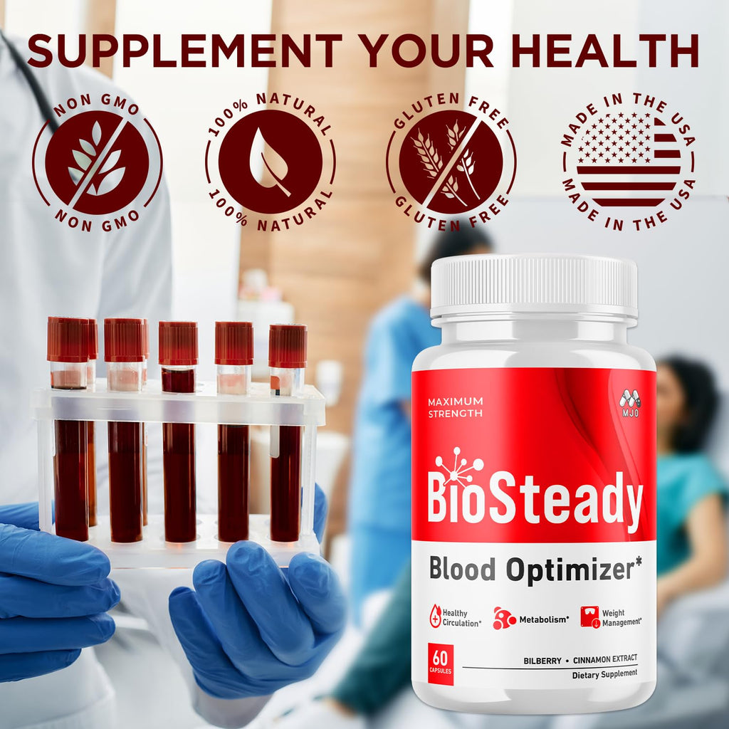 (2 Pack) Biosteady Blood Optimizer Capsules, Official Bio Steady Pills with All Natural Ingredients, Biosteady Advanced Health & Wellness Supplement with Maximum Strength Multivitamins (120 Capsules)