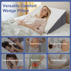 Wedge Pillow for Headboard, 10’’ Triangle Elevated Bed Wedge Pillow for Acid Reflux Relief, Sleeping, Snoring, Post Surgery, Back Pain Relief, Pillow Wedge with Memory Foam Top & Washable Cover, Grey