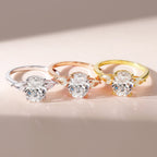 EAMTI 3CT 925 Sterling Silver Engagement Rings 3-Stone Oval Cut Cubic Zirconia CZ Wedding Promise Rings for Her 14K Gold Plated Wedding Bands for Women Size 6