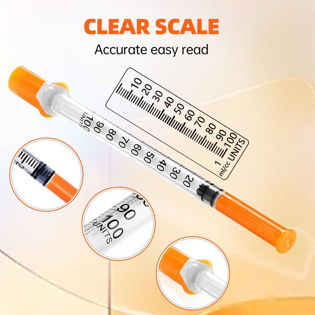 1ml Syringe with 30G 1/2-Inch(12.7mm), Individually Wrapped, 100-Pack Scientific Lab Syrings