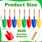 Gisafai 12 Pcs Toy Shovels for Kids Gardening Tools Kids Shovel Mini Metal Garden Shovel Sand Shovels with Sturdy Wooden Handle for Summer Beach Toddler Soil Planting Digging Tools, 4 Colors