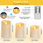 Flameless Candles 4" 5" 6" Set of 9 Outdoor Indoor Pillars Battery Operated Flickering Candles Include 8-Key Remote Timer Function Ivory Fake LED Candles for Wedding, Aniversary,Christmas Decor