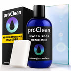GlasWeld ProClean Hard Water Stain Remover for Glass & Metal – Non-Acid Mineral Deposit & Water Spot Remover for Cars & Shower Glass Cleaner - Removes Hard Spots from Windows – with Applicator Pad