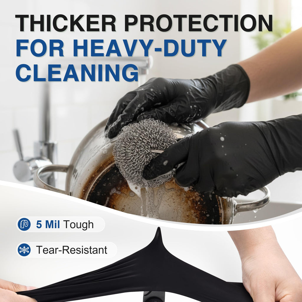 Schneider Medical Black Nitrile Exam Gloves, S, 5 Mil Disposable Gloves, Box of 50, Latex Free & Powder Free, for Medical, Cleaning, Food Prep