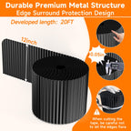 Corrugated Garden Edging,12"×20Ft Galvanized Steel Landscape Edging & Lawn Edging Border,Metal Garden Border for Flower Beds,Garden,Lawn,Raised Beds & Tree Surrounds(Black)