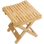 SINJEUN 2 Pack 12 Inch Natural Bamboo Folding Bench Seat Stool Bench for Bathroom, Spa, Sauna, Wooden Seat, Shower Bench Stool, Easy Assembled