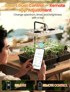 MetryGrow 48W Full Spectrum LED Grow Light Seed Starter Kit, 80-Cell Tray with 30W Heating Mat & Adjustable Dome, Waterproof Germination System for Healthy Indoor Seedlings